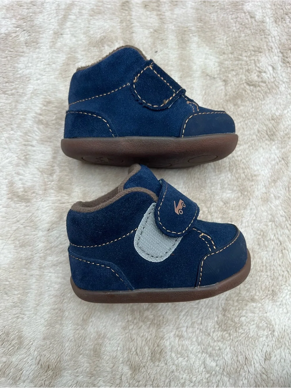 See Kai Run Navy Suede Baby Walker Shoes with Hook-and-Loop Strap size 3